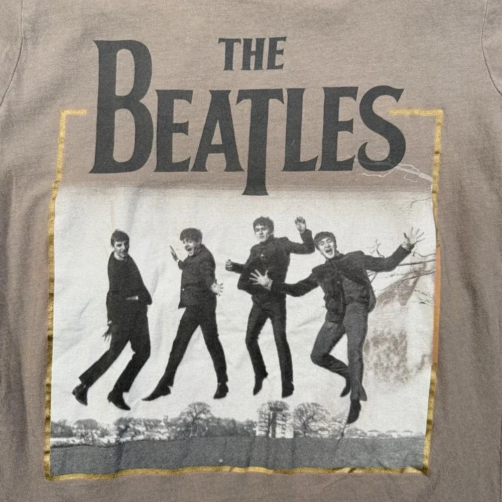 The Beatles Shirt Womens S M Juniors XL 15 17 Gray Graphic Tee Jumping Apple